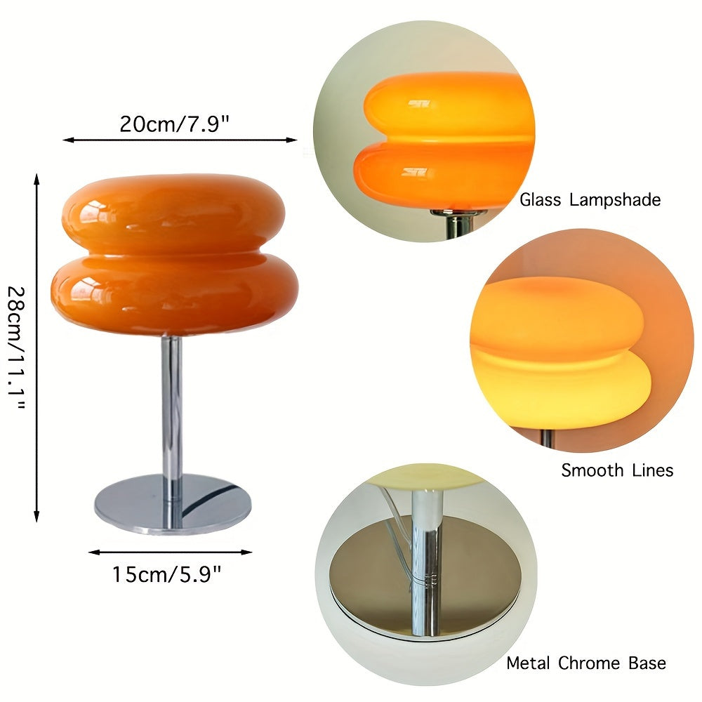 Mid-Century Modern Murano Glass Table Lamp | Retro Dimmable, Usb Powered, Suitable For Bedroom And Living Room, Available In 3 Colors, Polished Metal Base