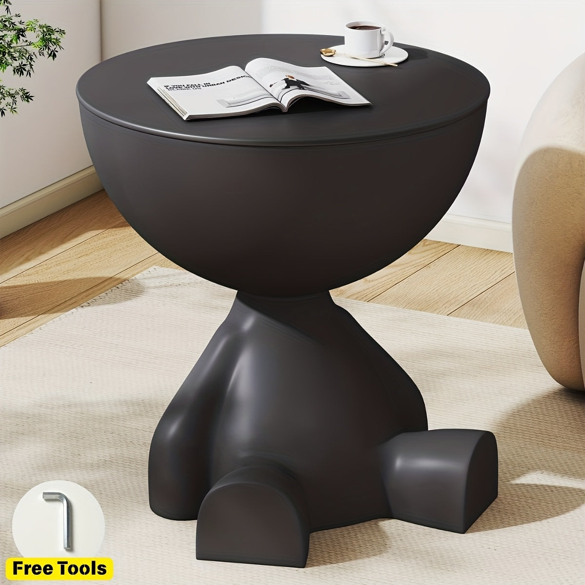 Cute Round End Table With Hidden Storage, Versatile Sofa Side Table Or Nightstand As A Gift, Ideal For Small Rooms, Stylish Gift For Home Lovers, Installation Tools Included, Decorations