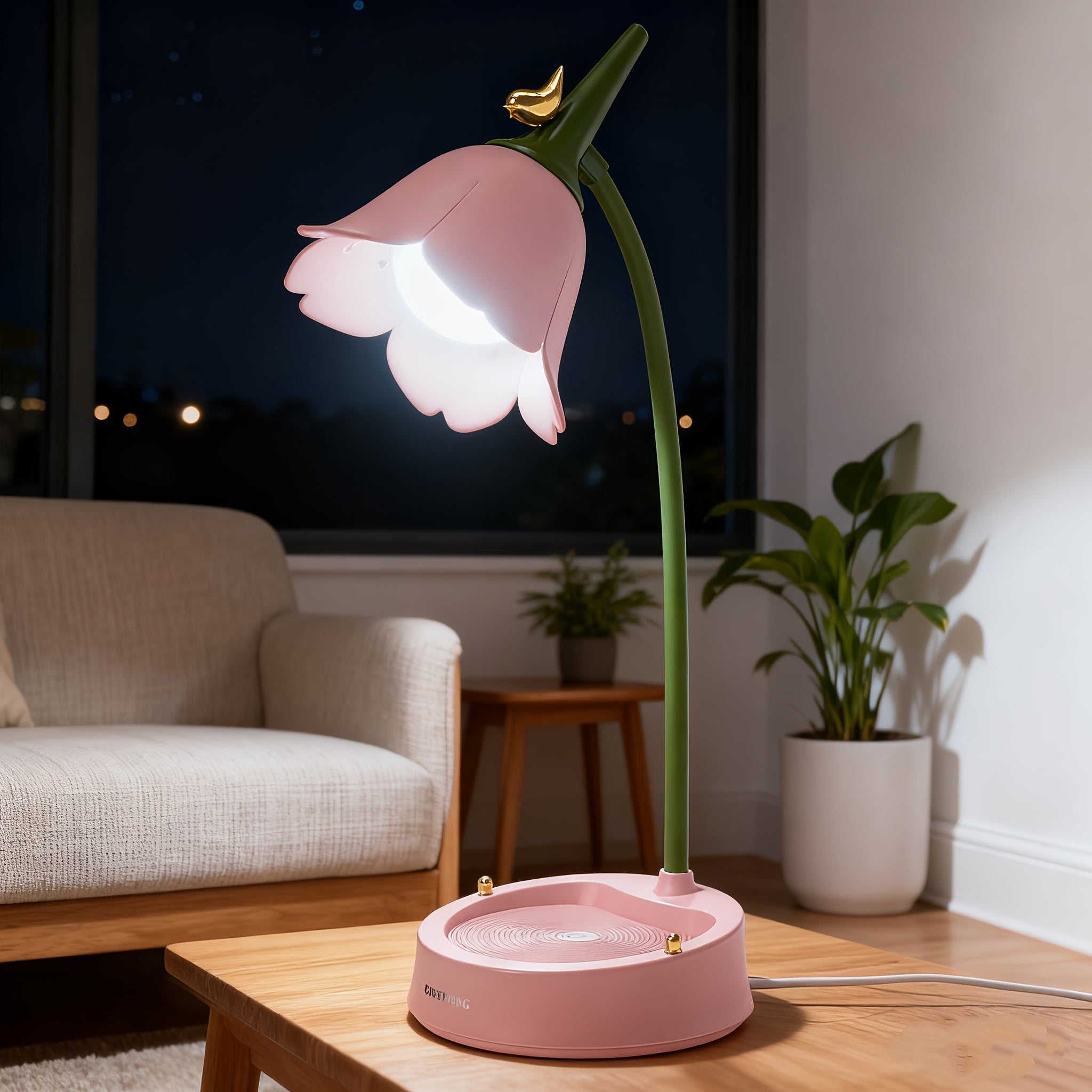 Flower Table Lamp, Dimmable LED 3-color Temperature, Cordless Rechargeable Table Lamp With Touch Sensor And Flexible Arm, USB Bedside Lamp For Reading
