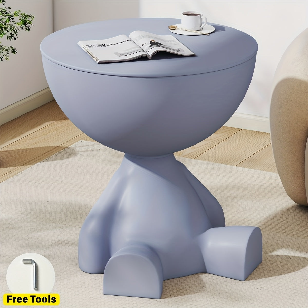 Cute Round End Table With Hidden Storage, Versatile Sofa Side Table Or Nightstand As A Gift, Ideal For Small Rooms, Stylish Gift For Home Lovers, Installation Tools Included, Decorations