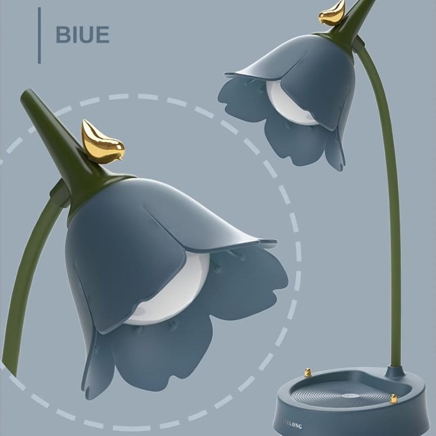 Flower Table Lamp, Dimmable LED 3-color Temperature, Cordless Rechargeable Table Lamp With Touch Sensor And Flexible Arm, USB Bedside Lamp For Reading