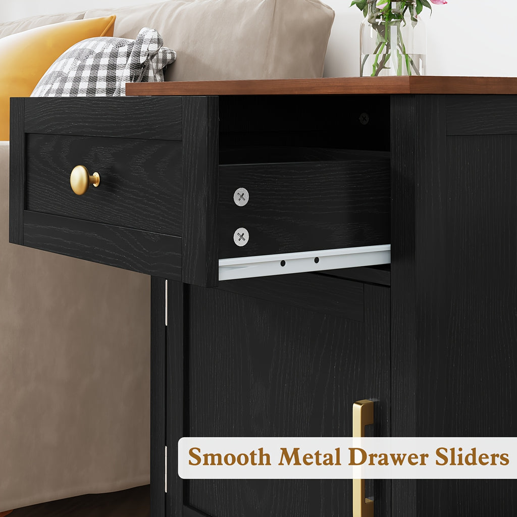 Nightstands Set Of 2, Retro Night Stand Bedside Table with Drawer And Storage, Wood End Side Table for Bedroom