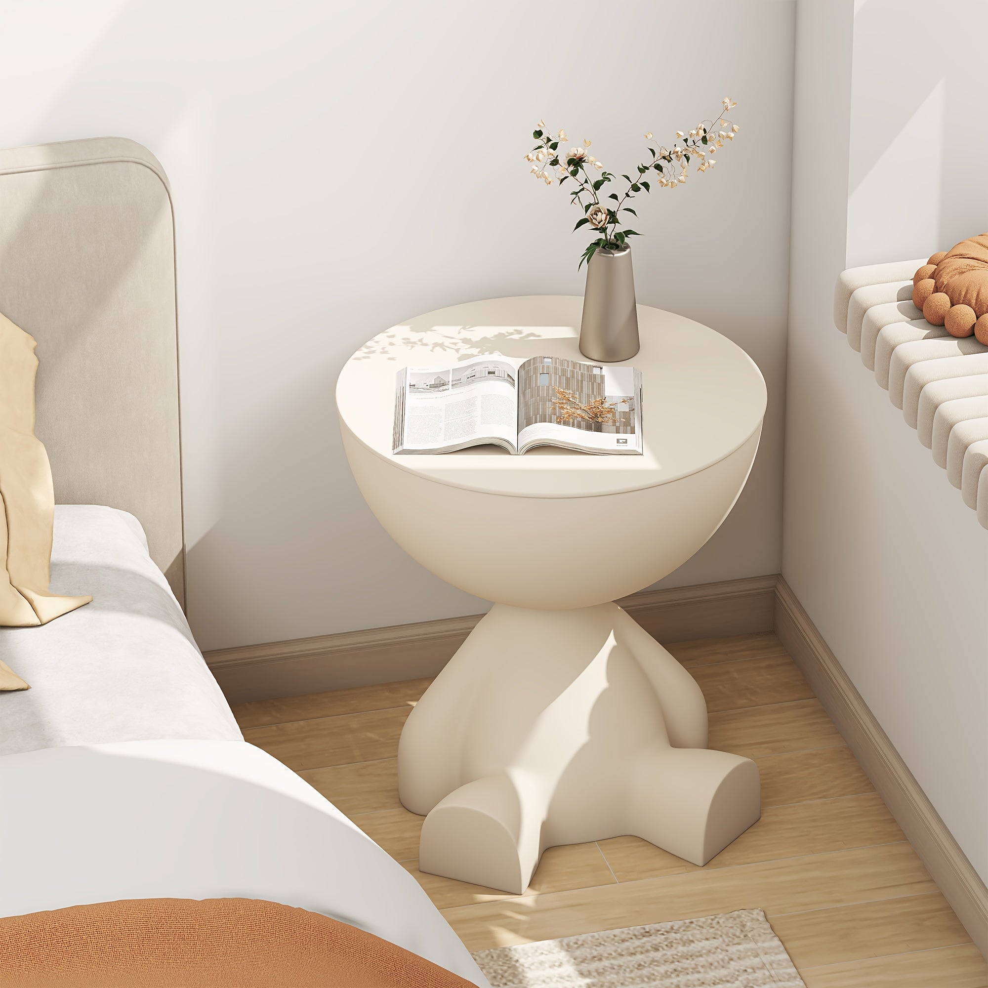 Cute Round End Table With Hidden Storage, Versatile Sofa Side Table Or Nightstand As A Gift, Ideal For Small Rooms, Stylish Gift For Home Lovers, Installation Tools Included, Decorations