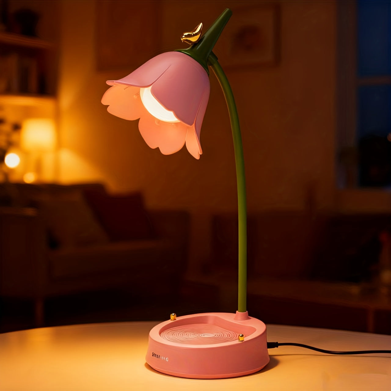 Flower Table Lamp, Dimmable LED 3-color Temperature, Cordless Rechargeable Table Lamp With Touch Sensor And Flexible Arm, USB Bedside Lamp For Reading