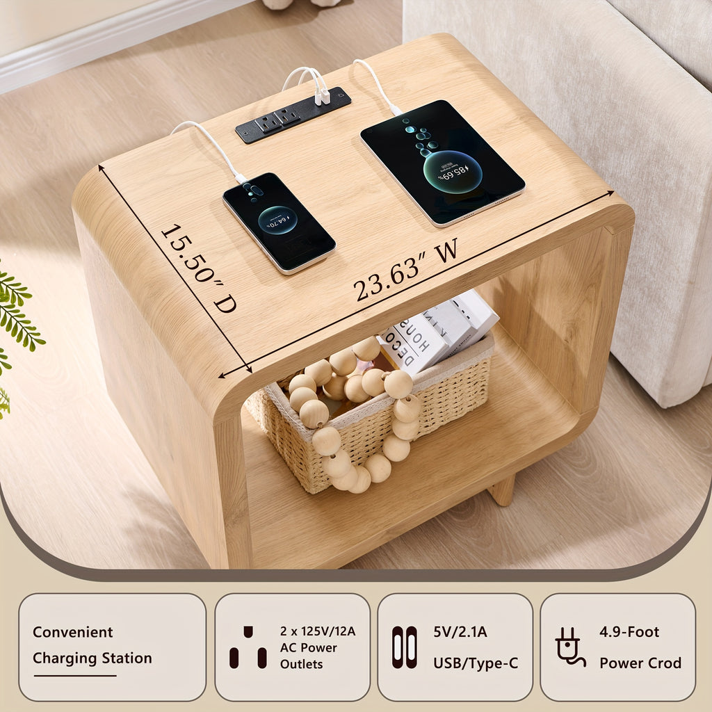 End Table with Charging Station, 23.6\