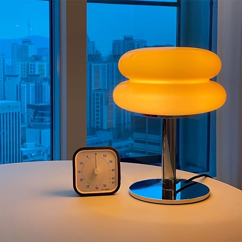 Mid-Century Modern Murano Glass Table Lamp | Retro Dimmable, Usb Powered, Suitable For Bedroom And Living Room, Available In 3 Colors, Polished Metal Base