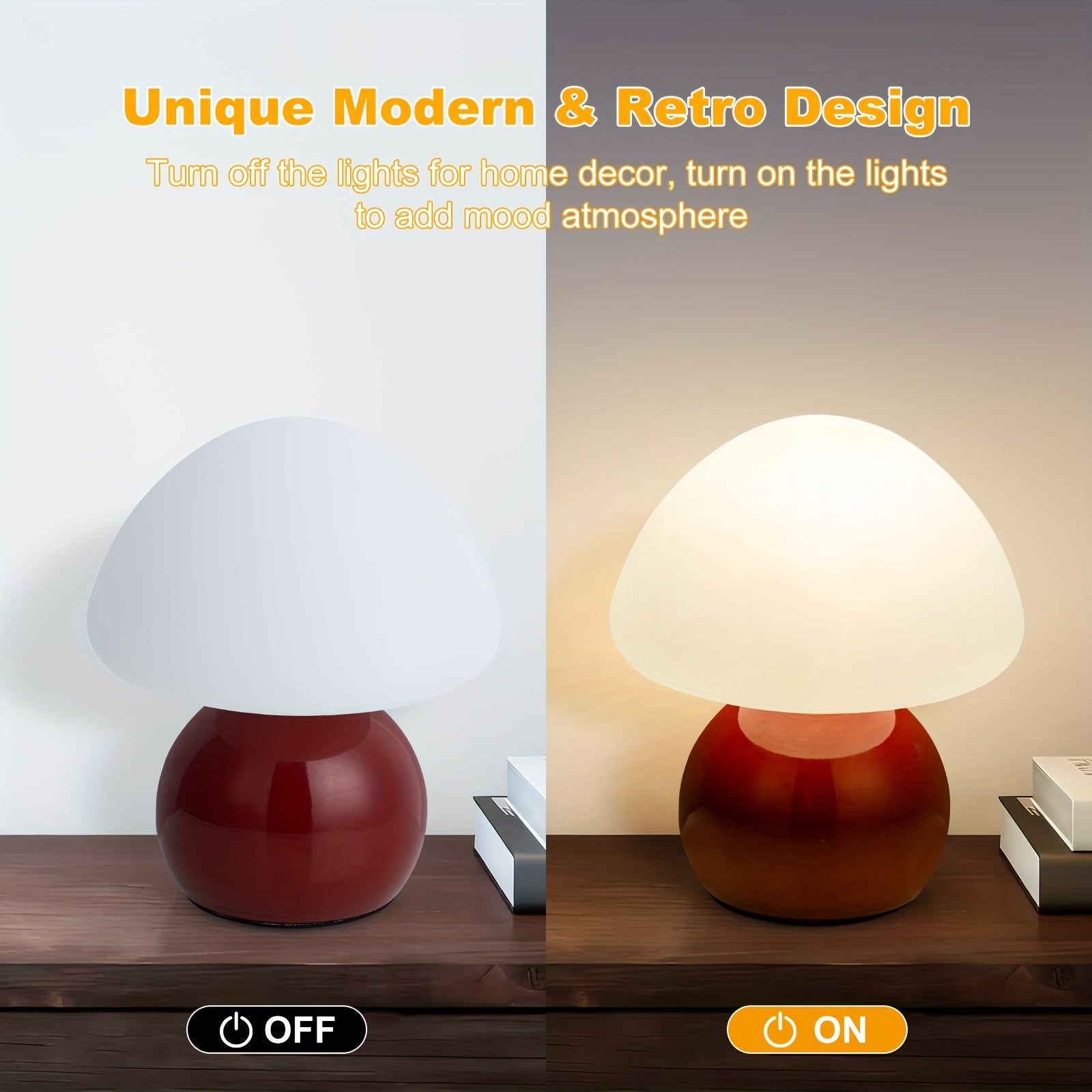 Compact Mushroom Lamp for Bedside, Adjustable Nightstand Light, White Glass Desk Lamp Suitable for Bedroom, Dormitory, Living Room, Kitchen, Office, And Home Decoration