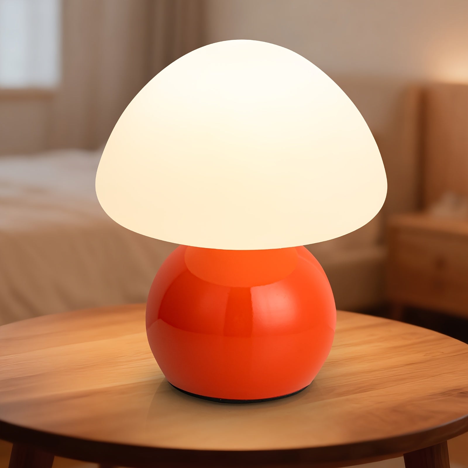 Compact Mushroom Lamp for Bedside, Adjustable Nightstand Light, White Glass Desk Lamp Suitable for Bedroom, Dormitory, Living Room, Kitchen, Office, And Home Decoration
