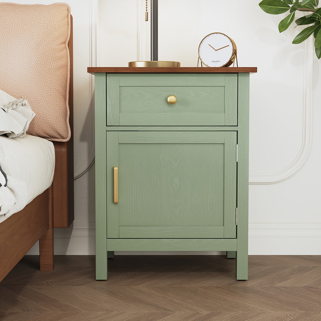 Nightstands Set Of 2, Retro Night Stand Bedside Table with Drawer And Storage, Wood End Side Table for Bedroom