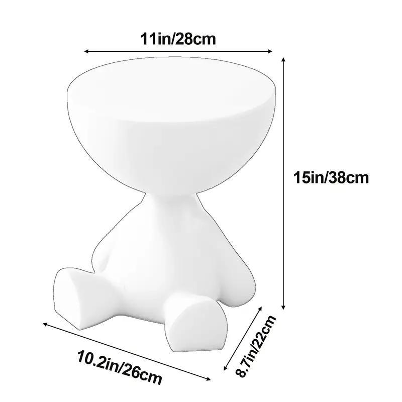 Modern Bear-Shaped Plastic Nightstand, White Bedside Storage Box with Cup Holder for Small Spaces, Easy Assembly, Bedroom & Living Room Decor