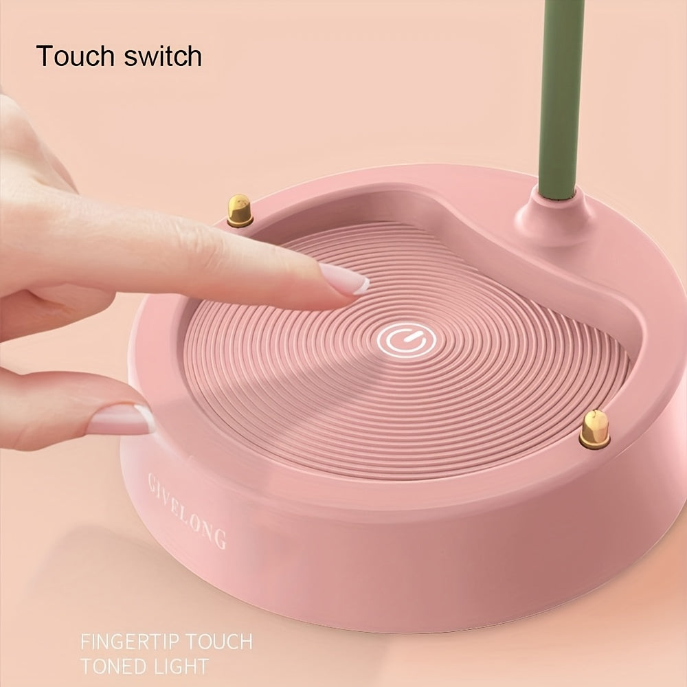 Flower Table Lamp, Dimmable LED 3-color Temperature, Cordless Rechargeable Table Lamp With Touch Sensor And Flexible Arm, USB Bedside Lamp For Reading