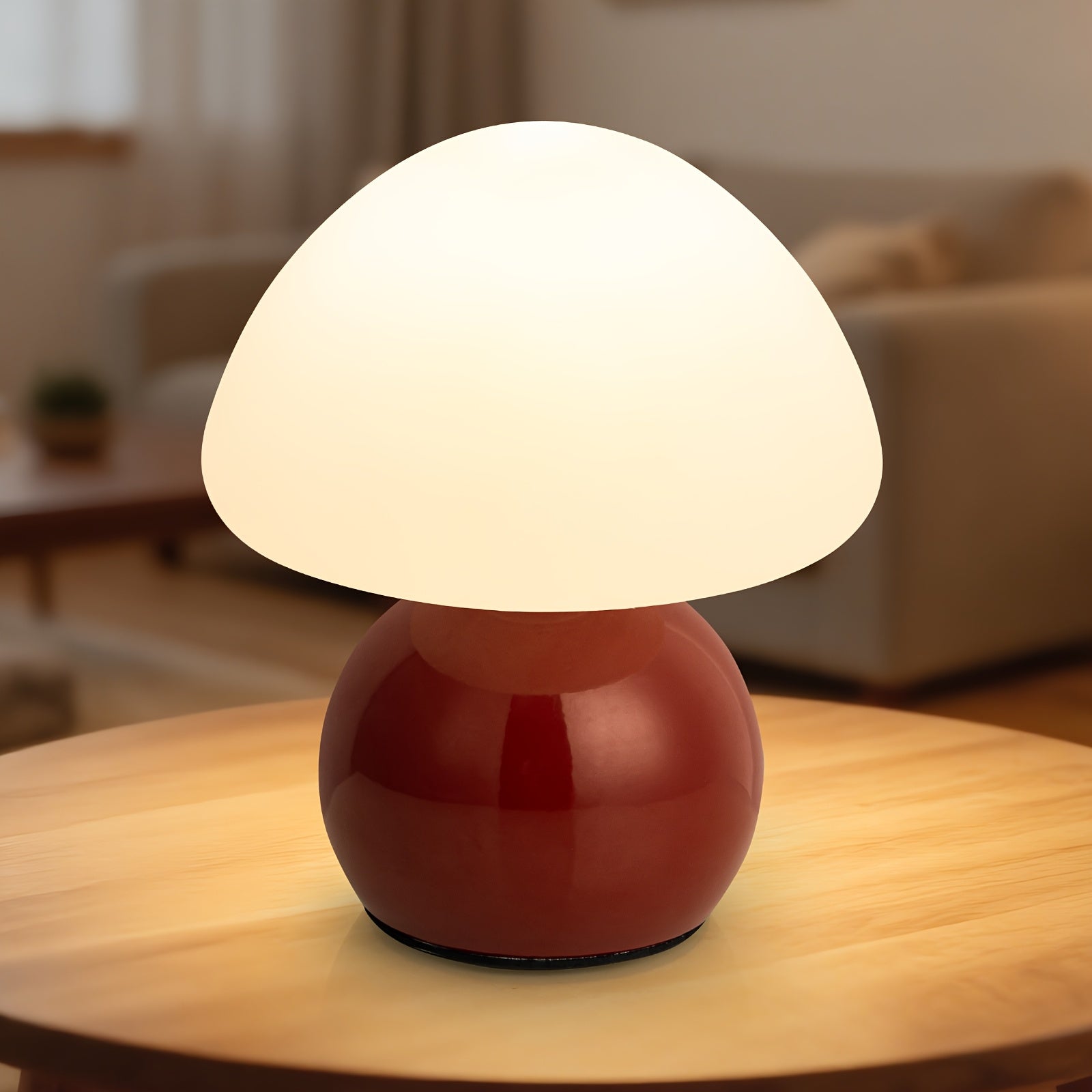 Compact Mushroom Lamp for Bedside, Adjustable Nightstand Light, White Glass Desk Lamp Suitable for Bedroom, Dormitory, Living Room, Kitchen, Office, And Home Decoration